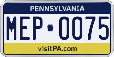 PA license plate MEP0075