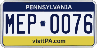PA license plate MEP0076