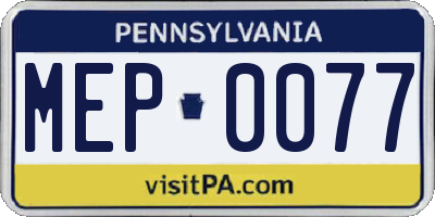 PA license plate MEP0077