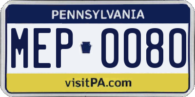 PA license plate MEP0080
