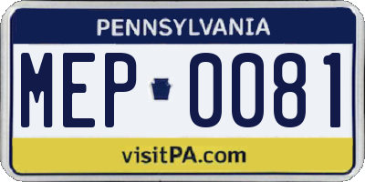 PA license plate MEP0081