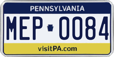 PA license plate MEP0084