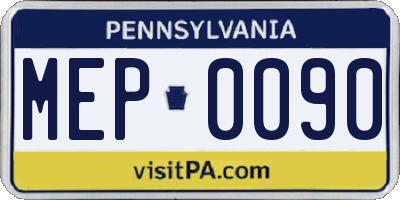 PA license plate MEP0090