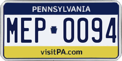 PA license plate MEP0094
