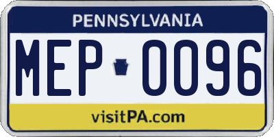 PA license plate MEP0096