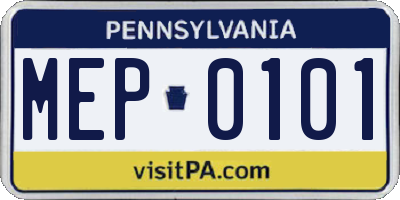 PA license plate MEP0101