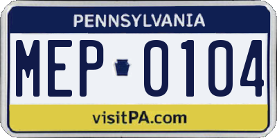 PA license plate MEP0104