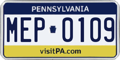 PA license plate MEP0109