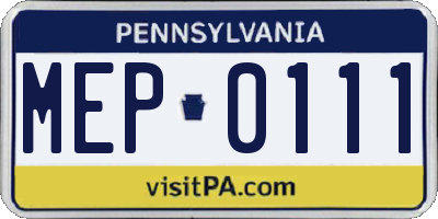 PA license plate MEP0111