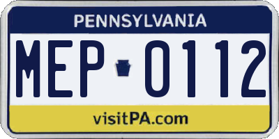 PA license plate MEP0112