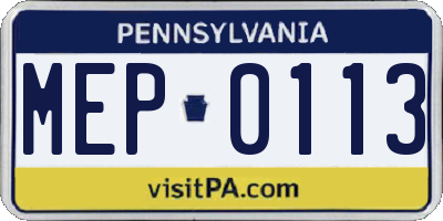 PA license plate MEP0113