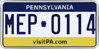 PA license plate MEP0114