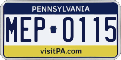 PA license plate MEP0115