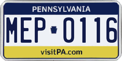 PA license plate MEP0116