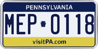 PA license plate MEP0118