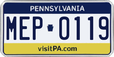 PA license plate MEP0119