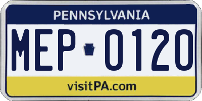 PA license plate MEP0120