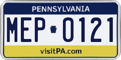 PA license plate MEP0121
