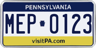PA license plate MEP0123