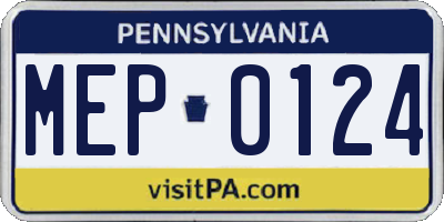 PA license plate MEP0124