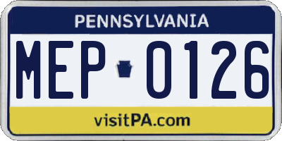 PA license plate MEP0126