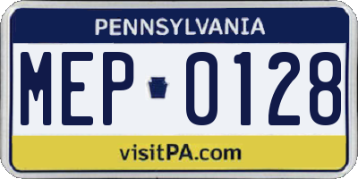 PA license plate MEP0128