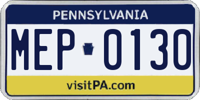 PA license plate MEP0130