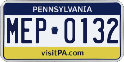 PA license plate MEP0132