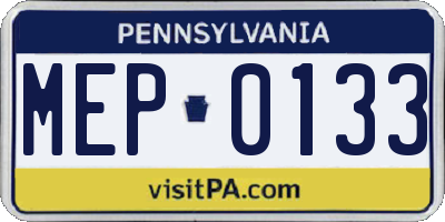 PA license plate MEP0133
