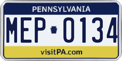 PA license plate MEP0134