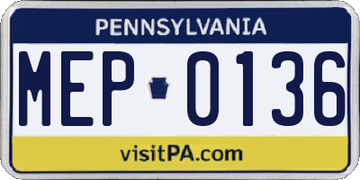 PA license plate MEP0136