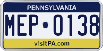 PA license plate MEP0138