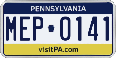PA license plate MEP0141