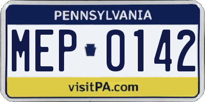 PA license plate MEP0142