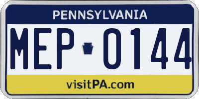 PA license plate MEP0144