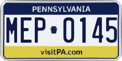 PA license plate MEP0145