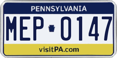 PA license plate MEP0147