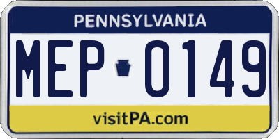 PA license plate MEP0149