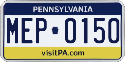 PA license plate MEP0150