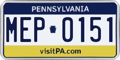 PA license plate MEP0151