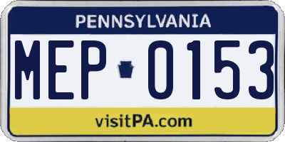 PA license plate MEP0153