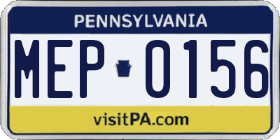 PA license plate MEP0156