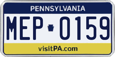 PA license plate MEP0159