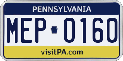 PA license plate MEP0160