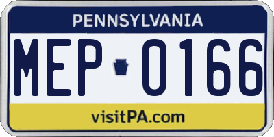 PA license plate MEP0166