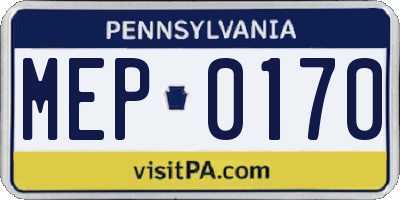 PA license plate MEP0170