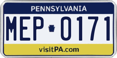 PA license plate MEP0171