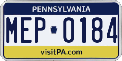 PA license plate MEP0184