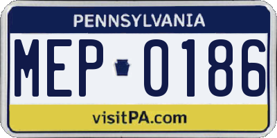 PA license plate MEP0186
