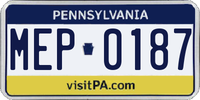 PA license plate MEP0187